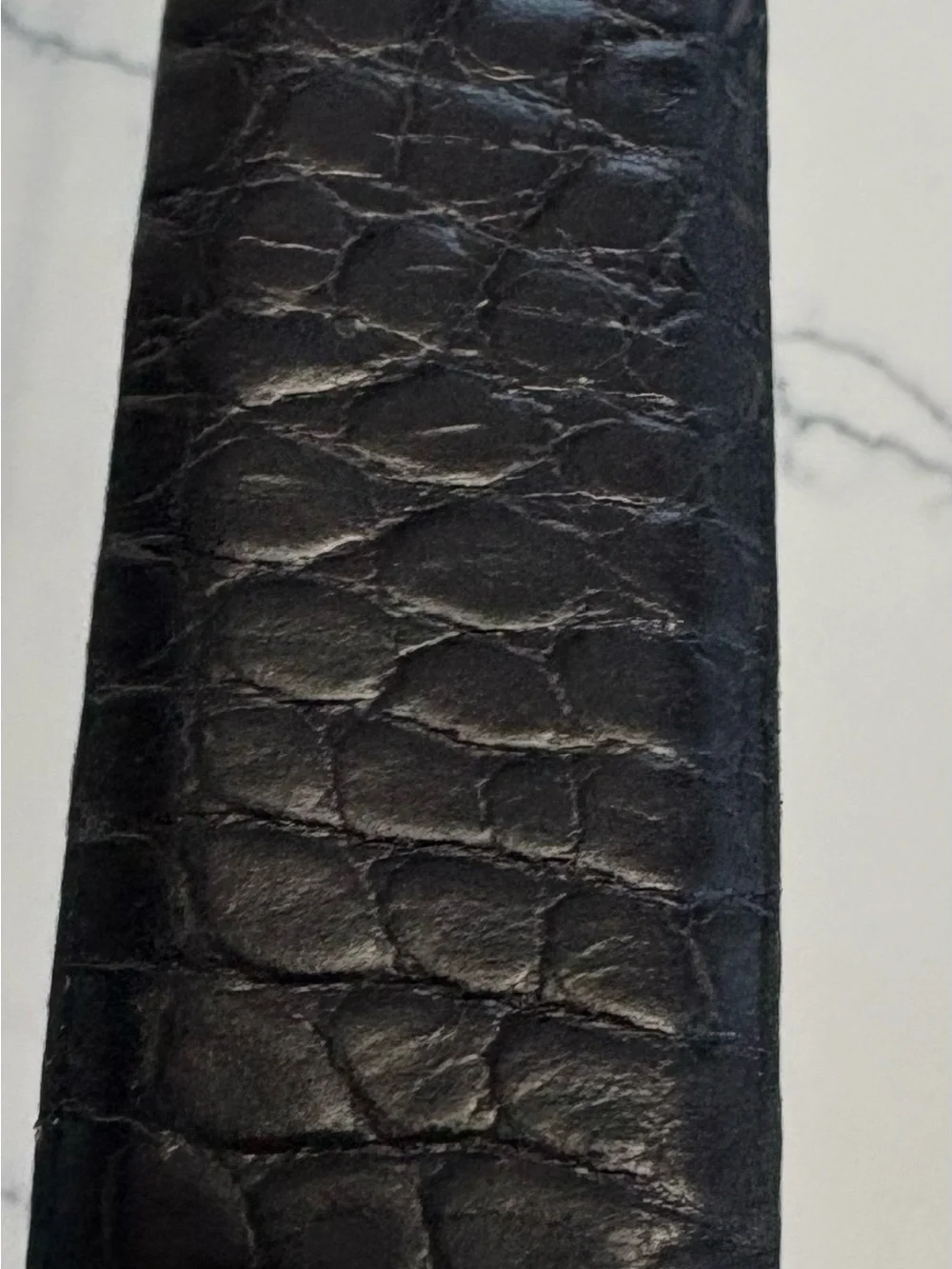 Italian Calfskin Leather Belt Black 42” Genuine Leather Snap Stud Closure